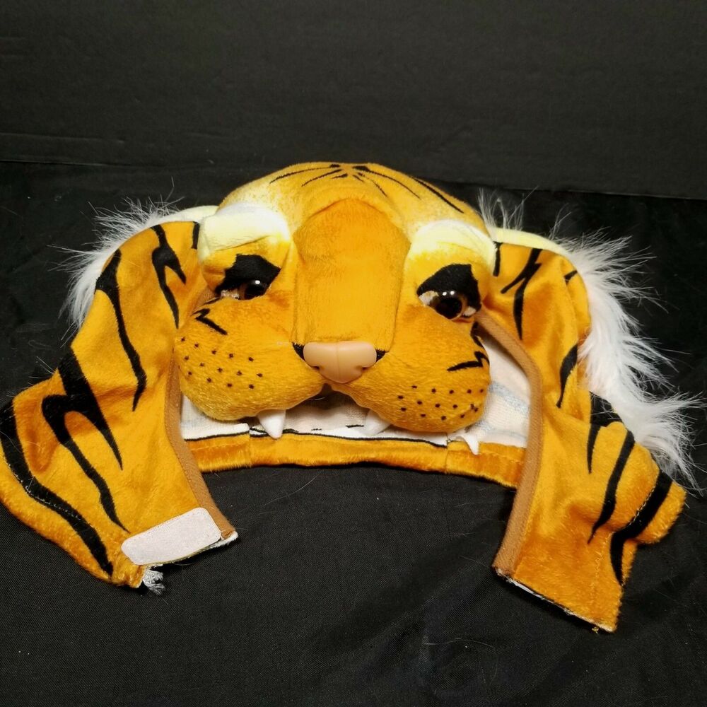 Yellow Orange Black Tiger Face Plush Stripe Hat Cap Costume Child Toddler Beanie